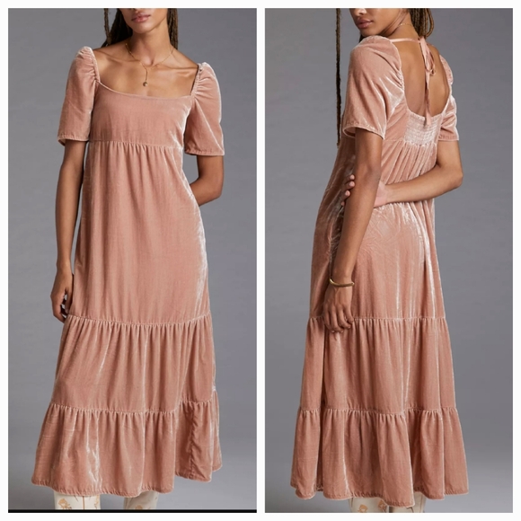 anthropologie velvet empire waist midi dress Alessandro Angelozzi Couture Illusion Neckline Empire Waist Bridal Gown